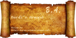 Berán Armand névjegykártya