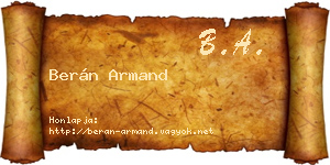Berán Armand névjegykártya